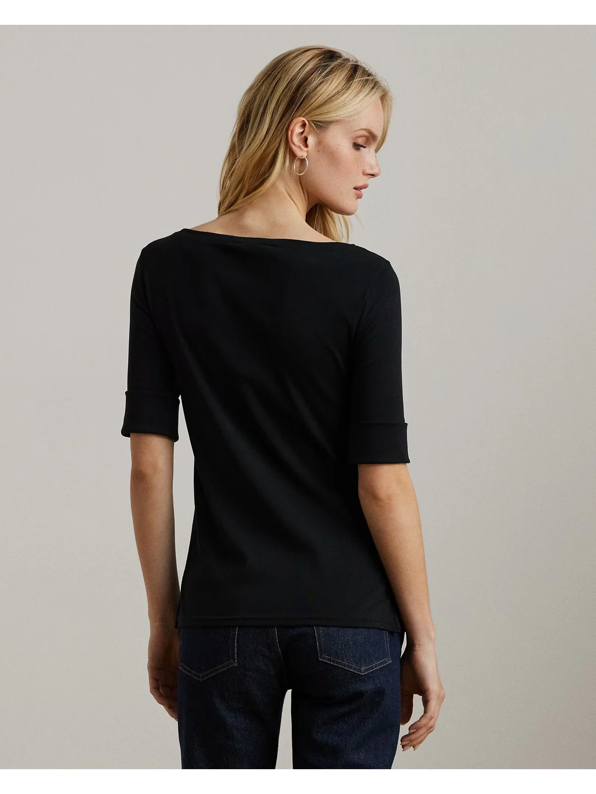 LAUREN RALPH LAUREN Maglia Donna JUDY-ELBOW SLEEVE-KNIT 200654963 001 POLO BLACK - Image 2