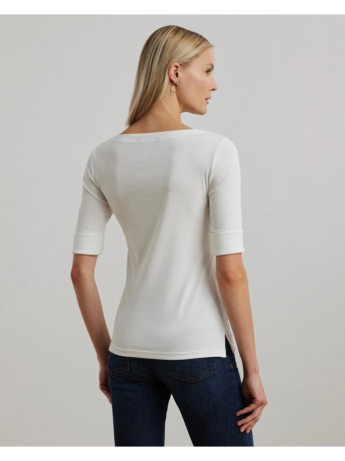 LAUREN RALPH LAUREN Maglia Donna JUDY-ELBOW SLEEVE-KNIT 200654963 007 WHITE - Image 3