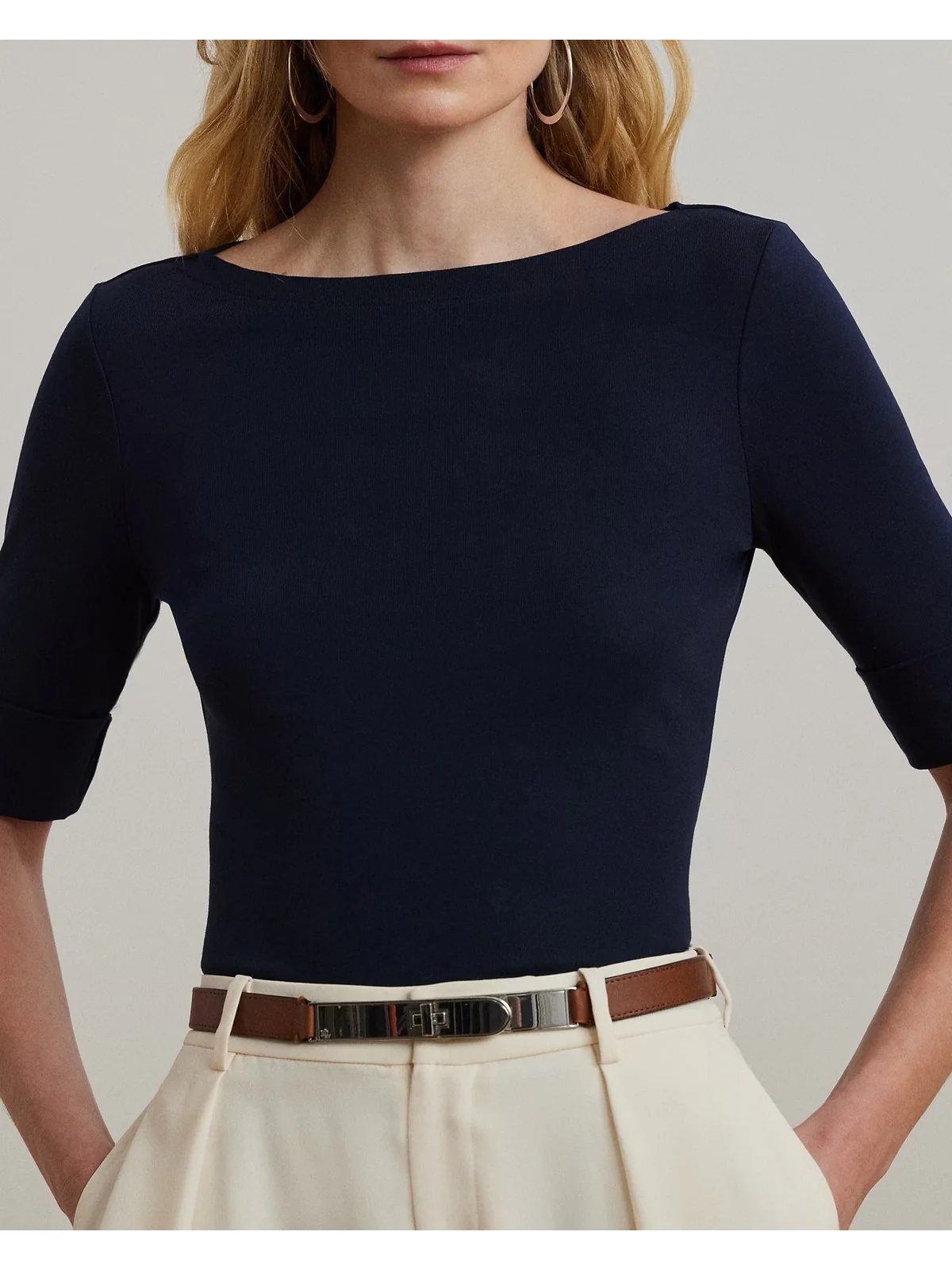 LAUREN RALPH LAUREN Maglia Donna JUDY-ELBOW SLEEVE-KNIT 200654963 079 LAUREN NAVY - Image 2