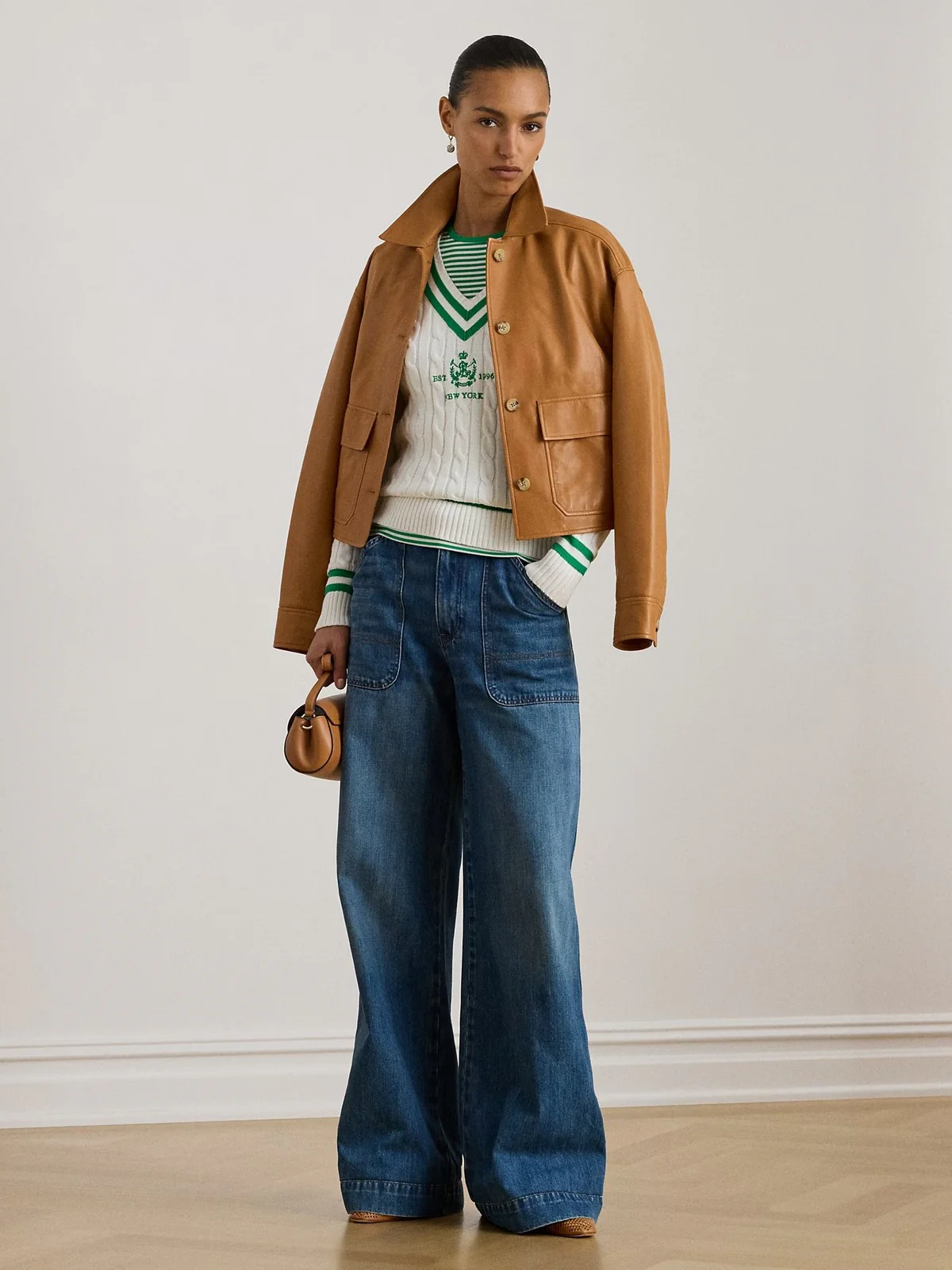LAUREN RALPH LAUREN Maglia Donna MEREN-LONG SLEEVE-PULLOVER 200P07026 001 WHITE/STEM - Image 3