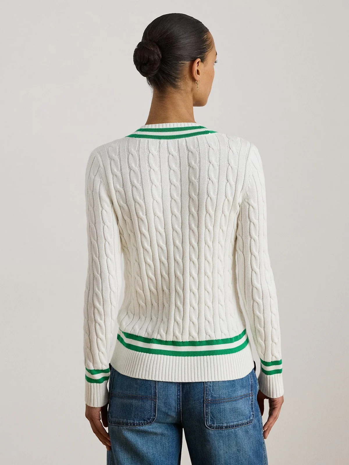 LAUREN RALPH LAUREN Maglia Donna MEREN-LONG SLEEVE-PULLOVER 200P07026 001 WHITE/STEM - Image 4