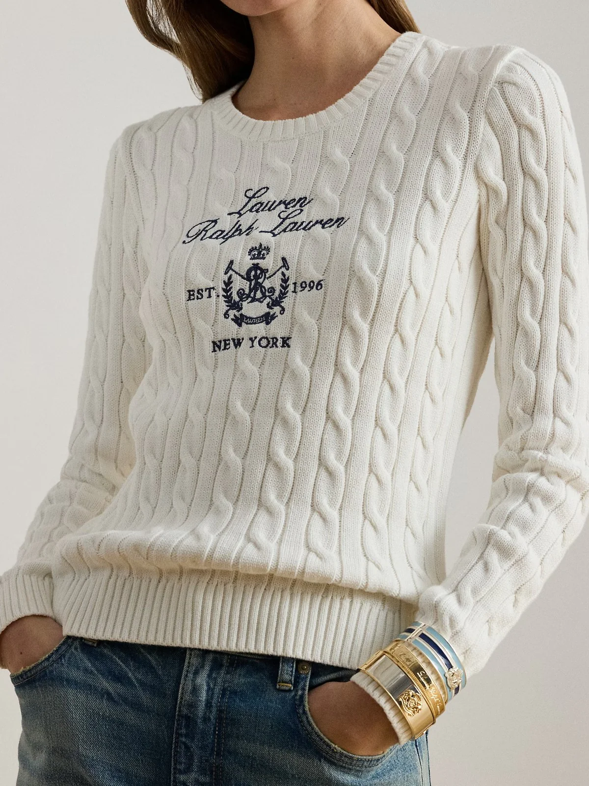 LAUREN RALPH LAUREN Maglia Donna RINETT-LONG SLEEVE-PULLOVER 200P03508 003 WHITE - Image 4