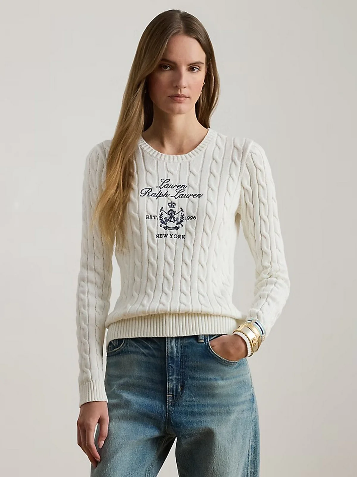 LAUREN RALPH LAUREN Maglia Donna RINETT-LONG SLEEVE-PULLOVER 200P03508 003 WHITE - Image 5