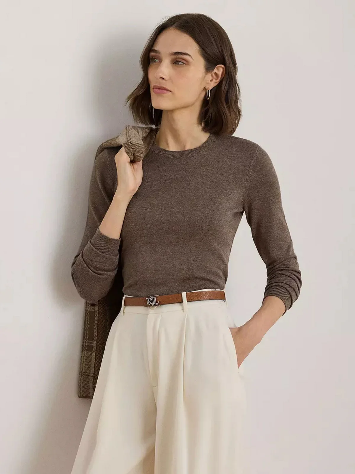 LAUREN RALPH LAUREN Maglia Donna SHAVONNE-LONG SLEEVE-PULLOVER 200919114 017 TAUPE BROWN HEATHER - Image 2