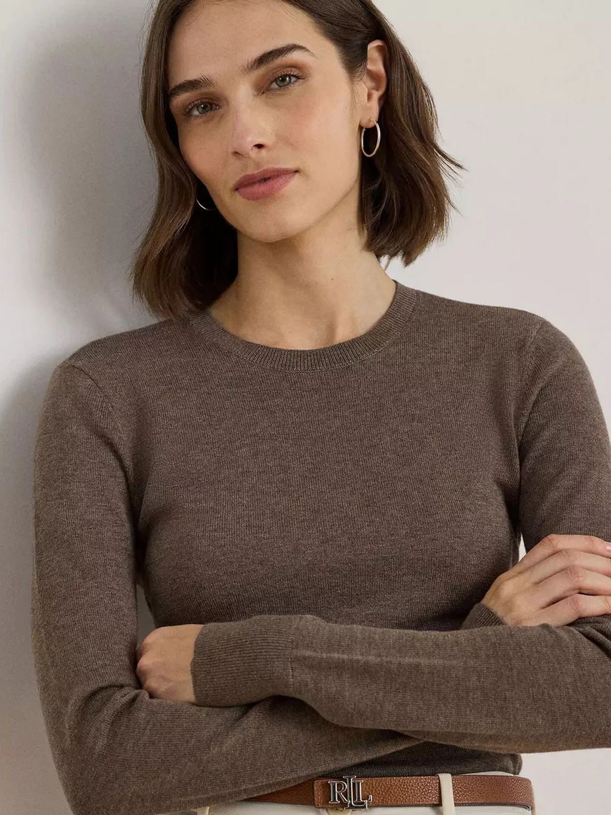 LAUREN RALPH LAUREN Maglia Donna SHAVONNE-LONG SLEEVE-PULLOVER 200919114 017 TAUPE BROWN HEATHER - Image 3