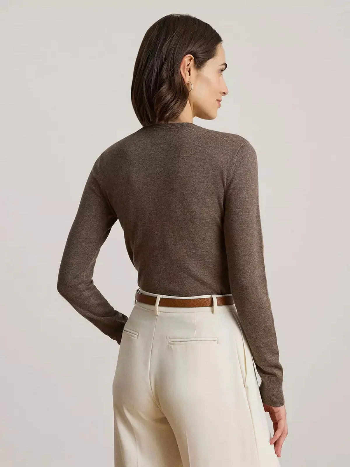 LAUREN RALPH LAUREN Maglia Donna SHAVONNE-LONG SLEEVE-PULLOVER 200919114 017 TAUPE BROWN HEATHER - Image 4