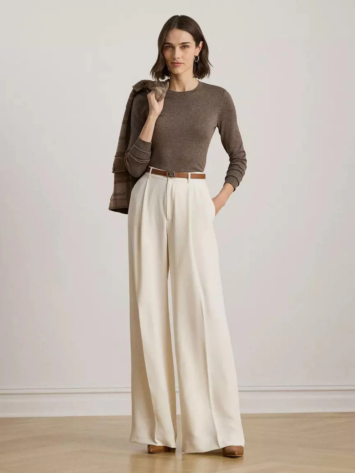 LAUREN RALPH LAUREN Maglia Donna SHAVONNE-LONG SLEEVE-PULLOVER 200919114 017 TAUPE BROWN HEATHER - Image 5