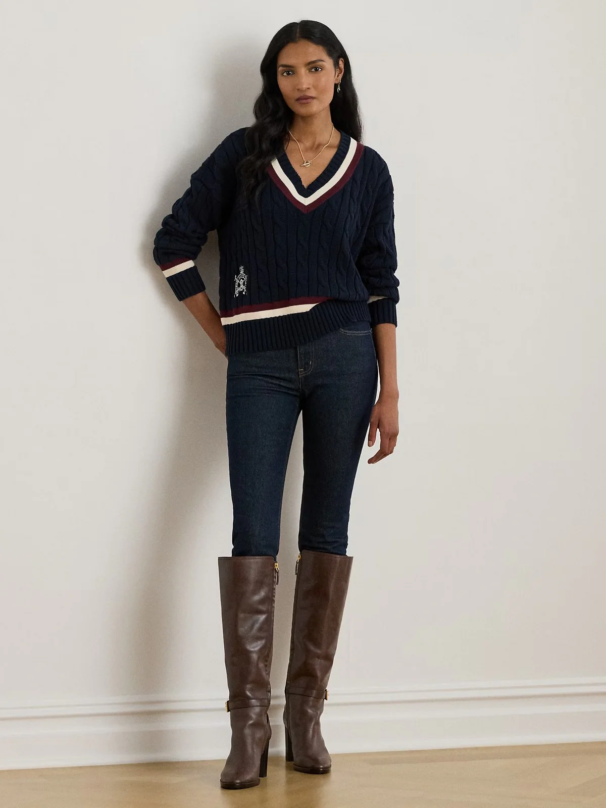 LAUREN RALPH LAUREN Maglia Donna TEDURPH-LONG SLEEVE-PULLOVER 200P03474 001 LAUREN NAVY/CREAM/DARK GARNET - Image 2