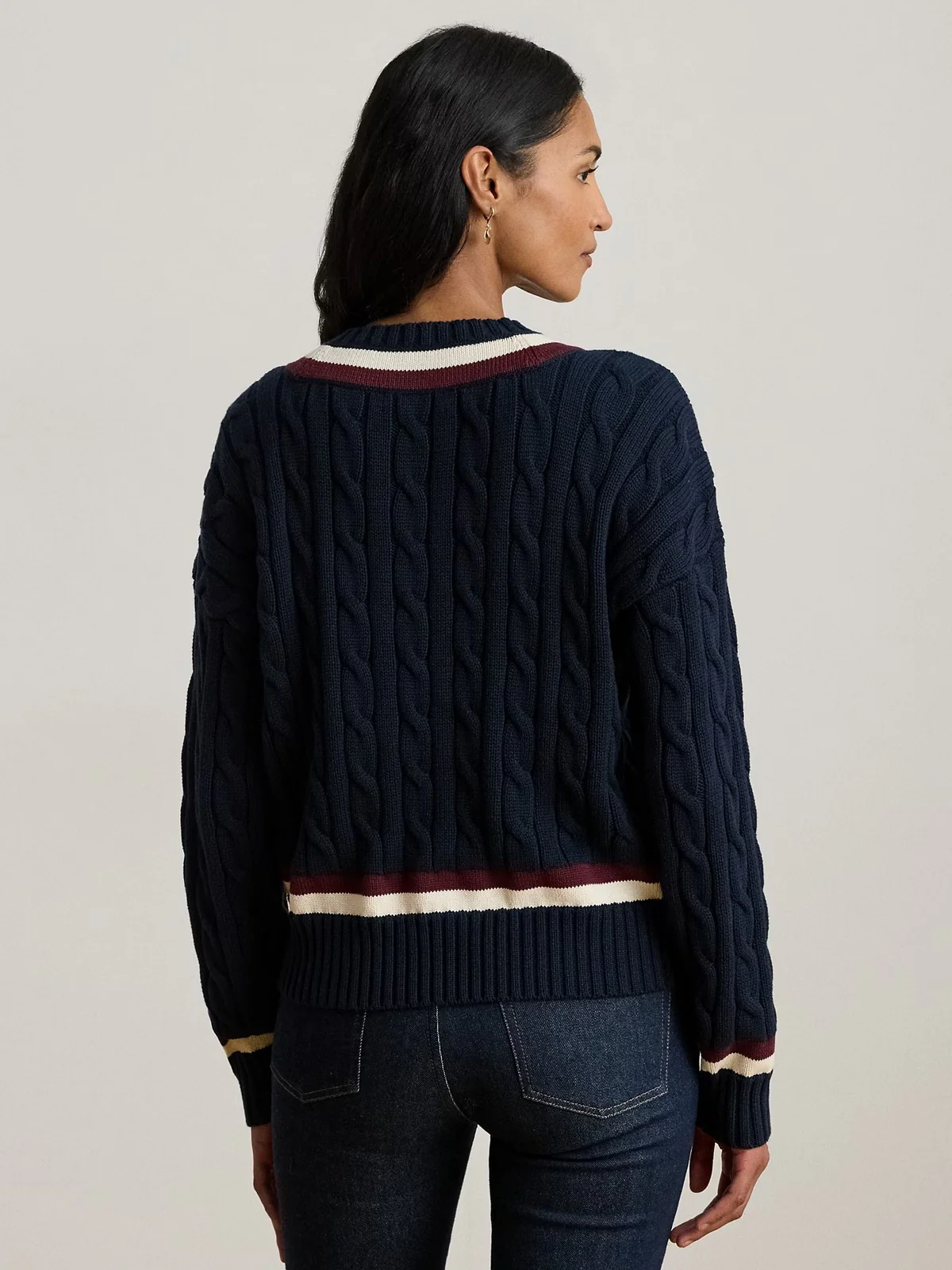 LAUREN RALPH LAUREN Maglia Donna TEDURPH-LONG SLEEVE-PULLOVER 200P03474 001 LAUREN NAVY/CREAM/DARK GARNET - Image 3