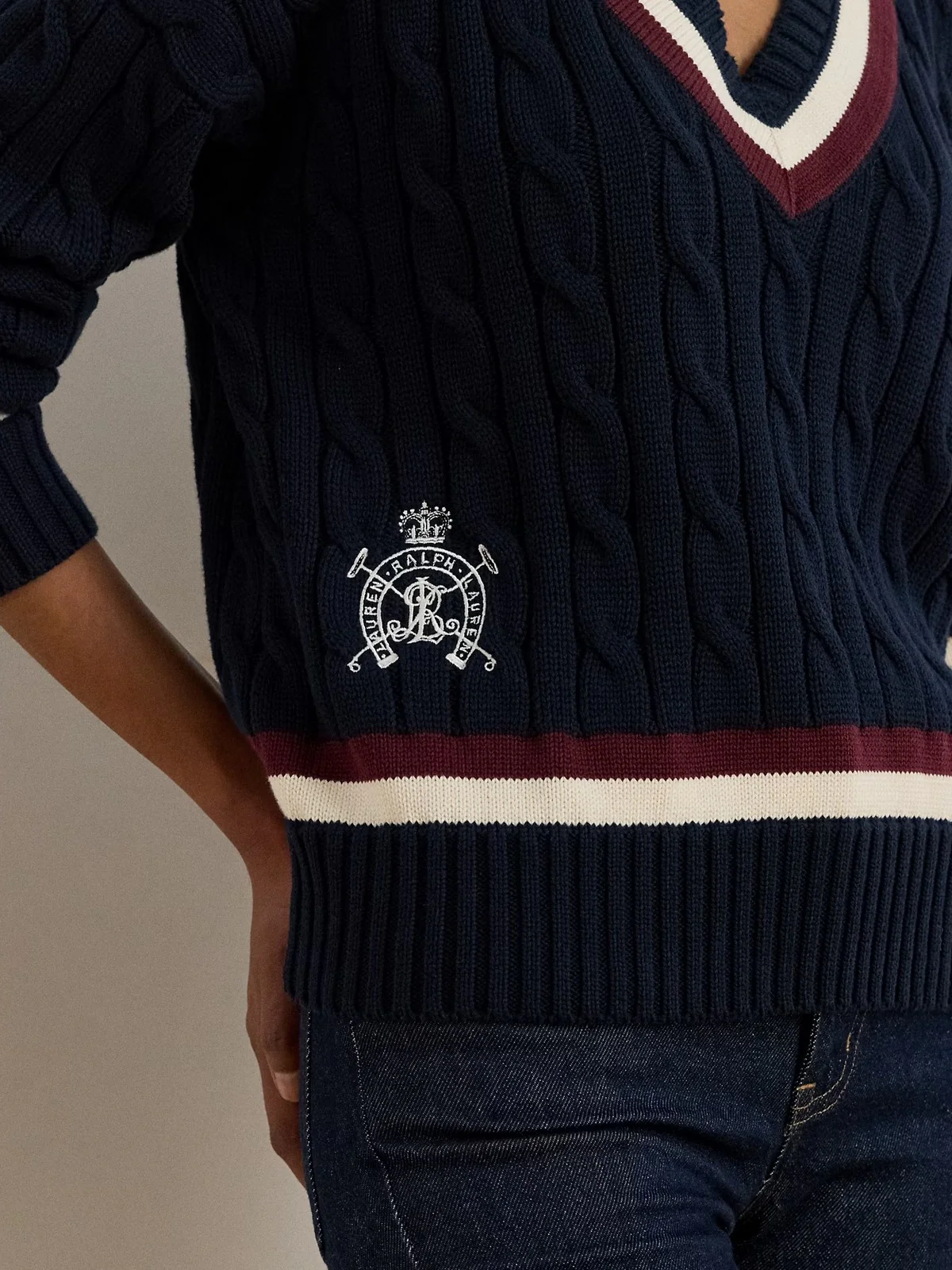 LAUREN RALPH LAUREN Maglia Donna TEDURPH-LONG SLEEVE-PULLOVER 200P03474 001 LAUREN NAVY/CREAM/DARK GARNET - Image 4