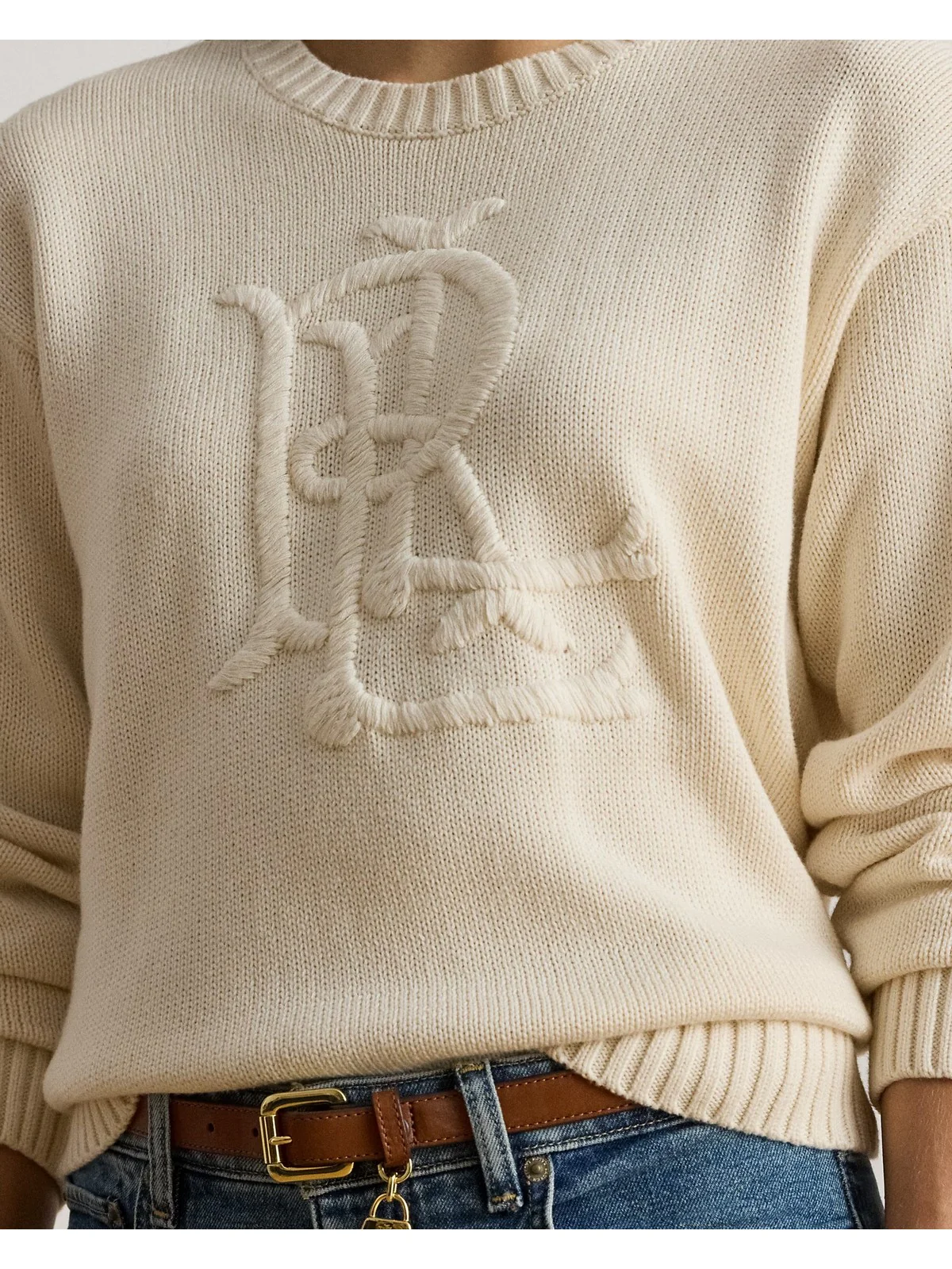 LAUREN RALPH LAUREN Maglione Donna RIEDNEE-LONG SLEEVE-PULLOVER 200979653 001 MASCARPONE CREAM - Image 3