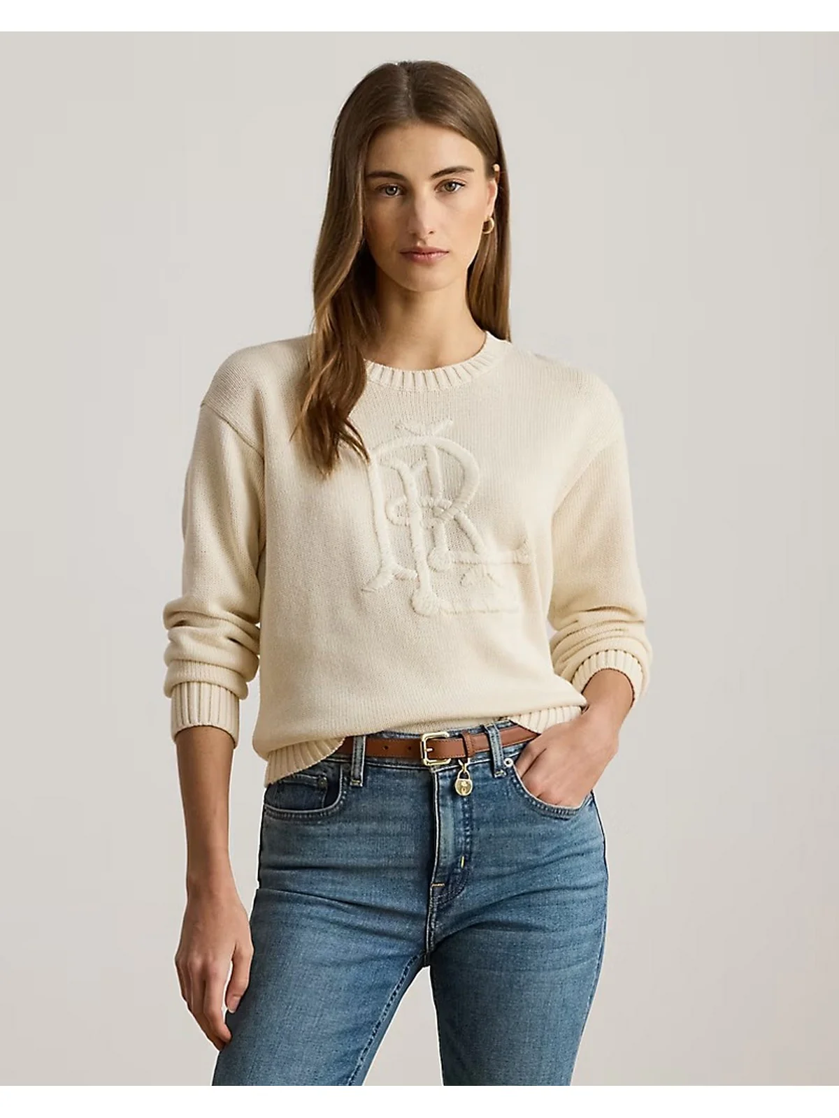 LAUREN RALPH LAUREN Maglione Donna RIEDNEE-LONG SLEEVE-PULLOVER 200979653 001 MASCARPONE CREAM - Image 4