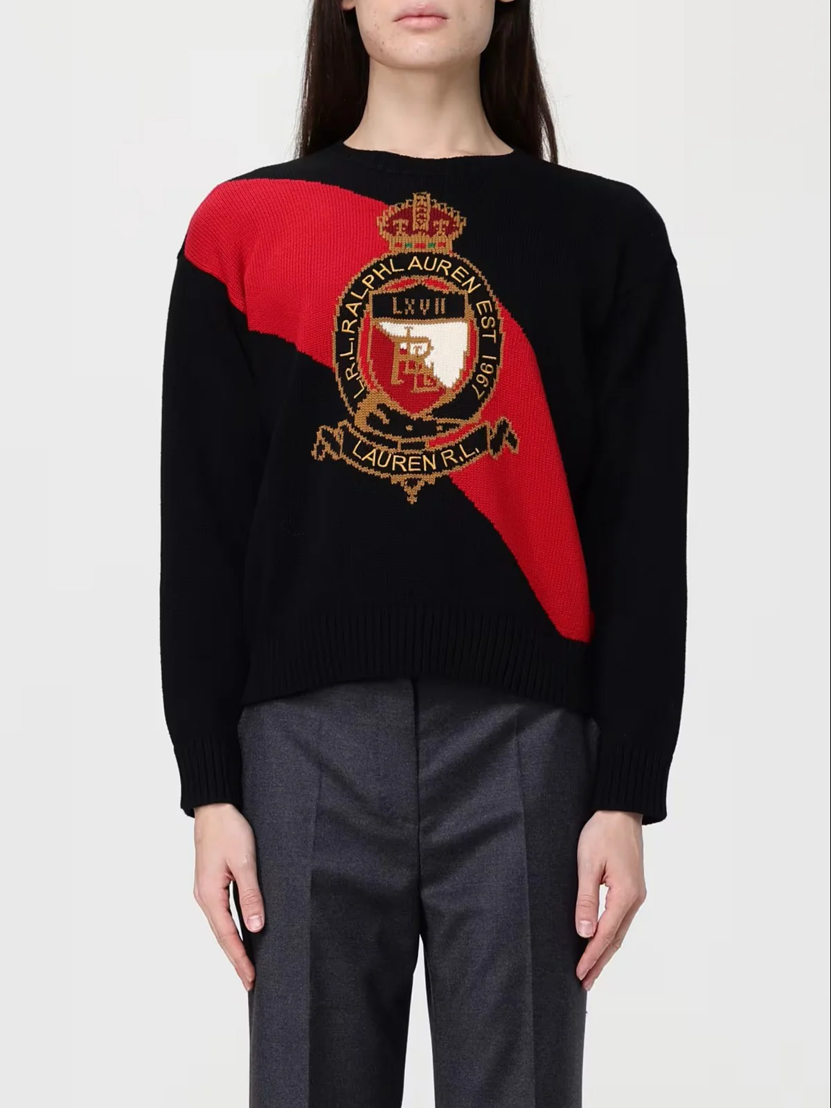 LAUREN RALPH LAUREN Maglione Donna RIEDNEE-LONG SLEEVE-PULLOVER 200P01410 001 BLACK MULTI - Image 2