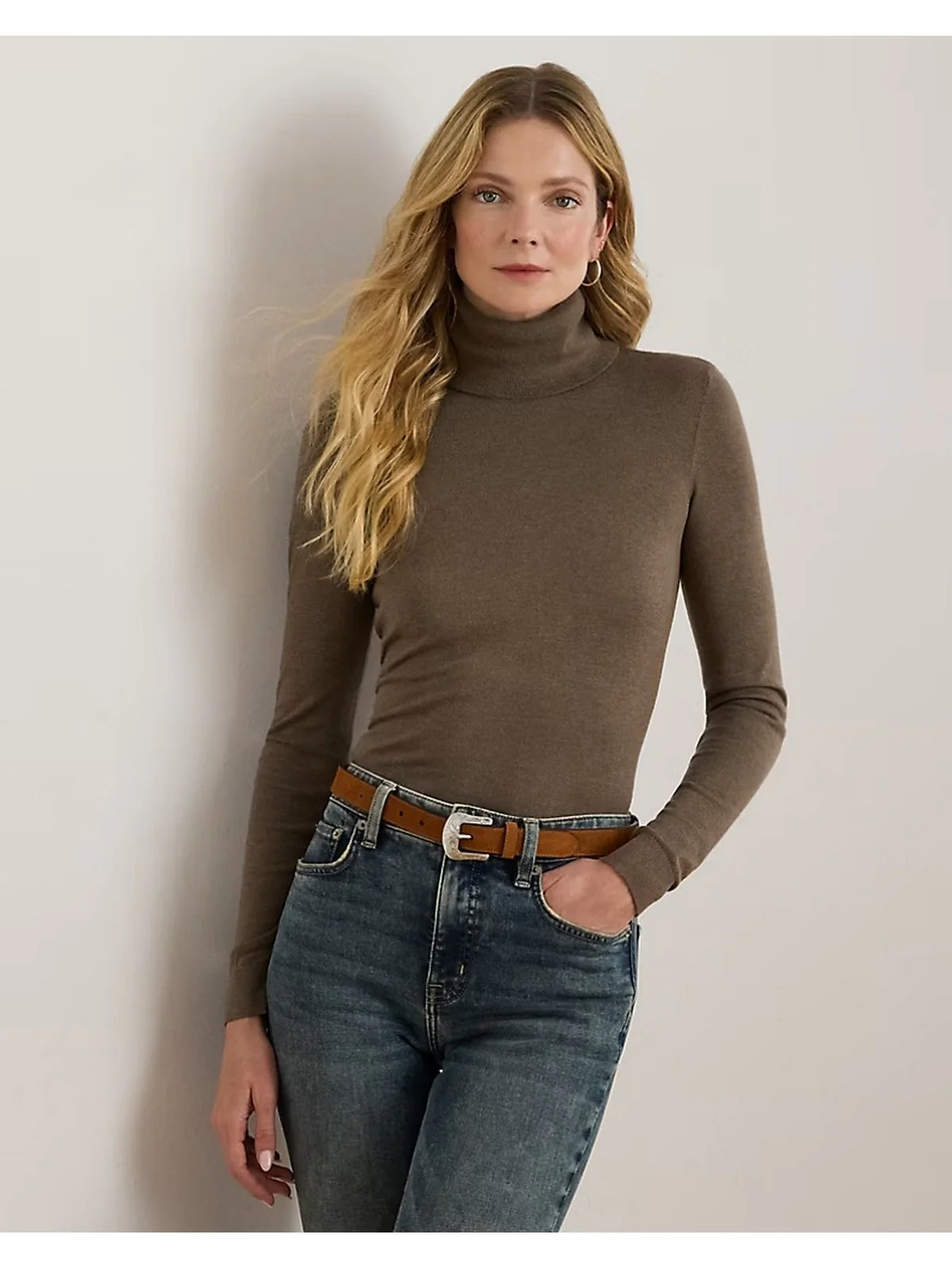 LAUREN RALPH LAUREN Maglione Donna ZOE-LONG SLEEVE-PULLOVER 200940470 016 TAUPE BROWN HEATHER - Image 4