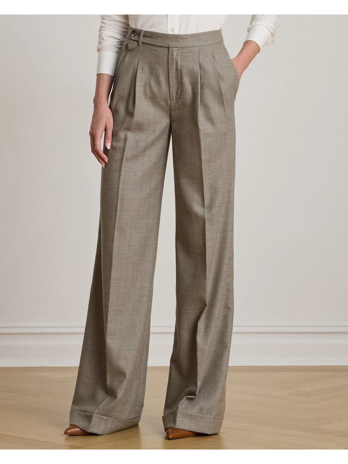 LAUREN RALPH LAUREN Pantalone Donna WILVA-FULL LENGTH-PLEATED 200979826 001 TAUPE/GREY MULTI - Image 2