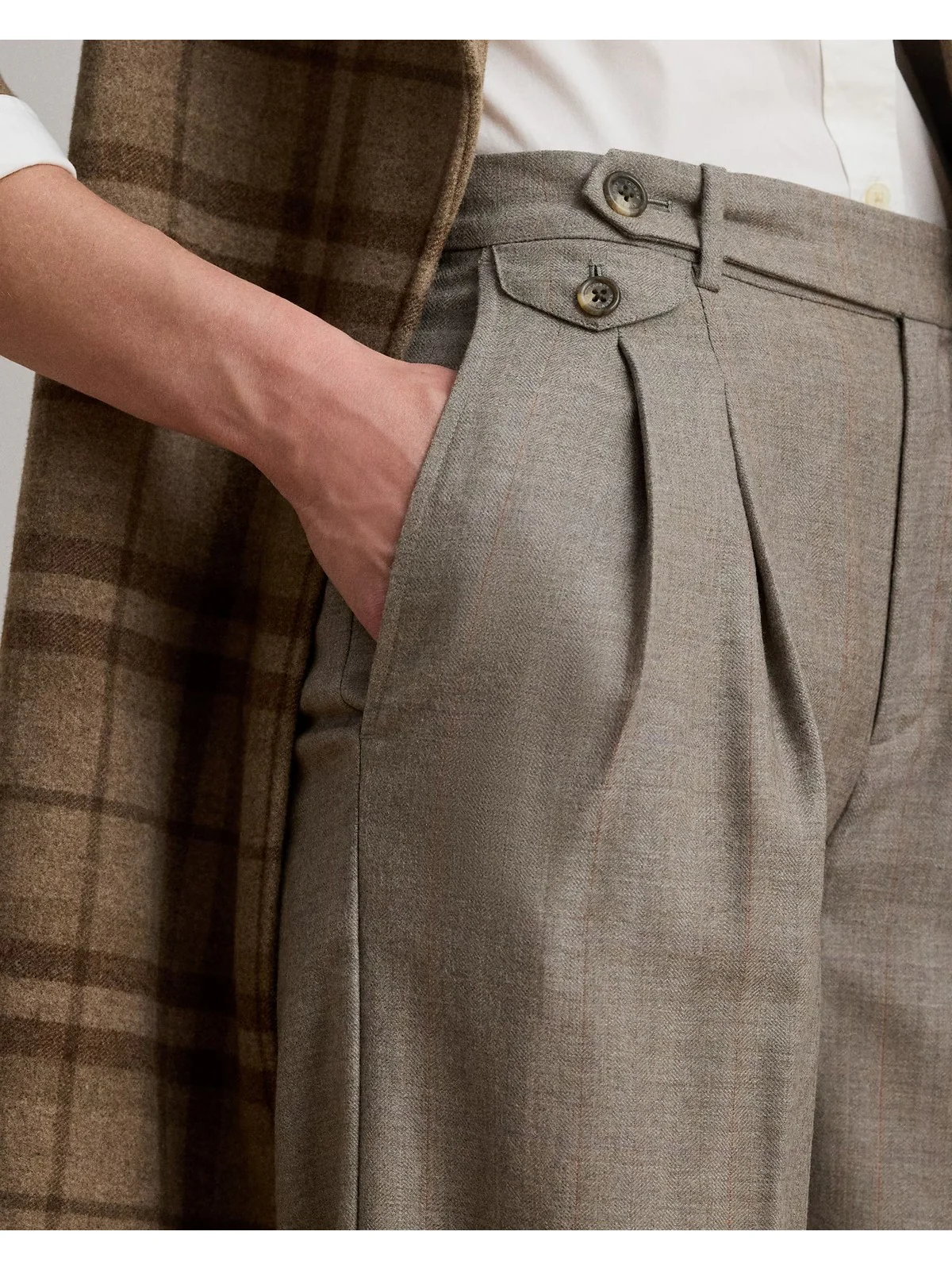 LAUREN RALPH LAUREN Pantalone Donna WILVA-FULL LENGTH-PLEATED 200979826 001 TAUPE/GREY MULTI - Image 4