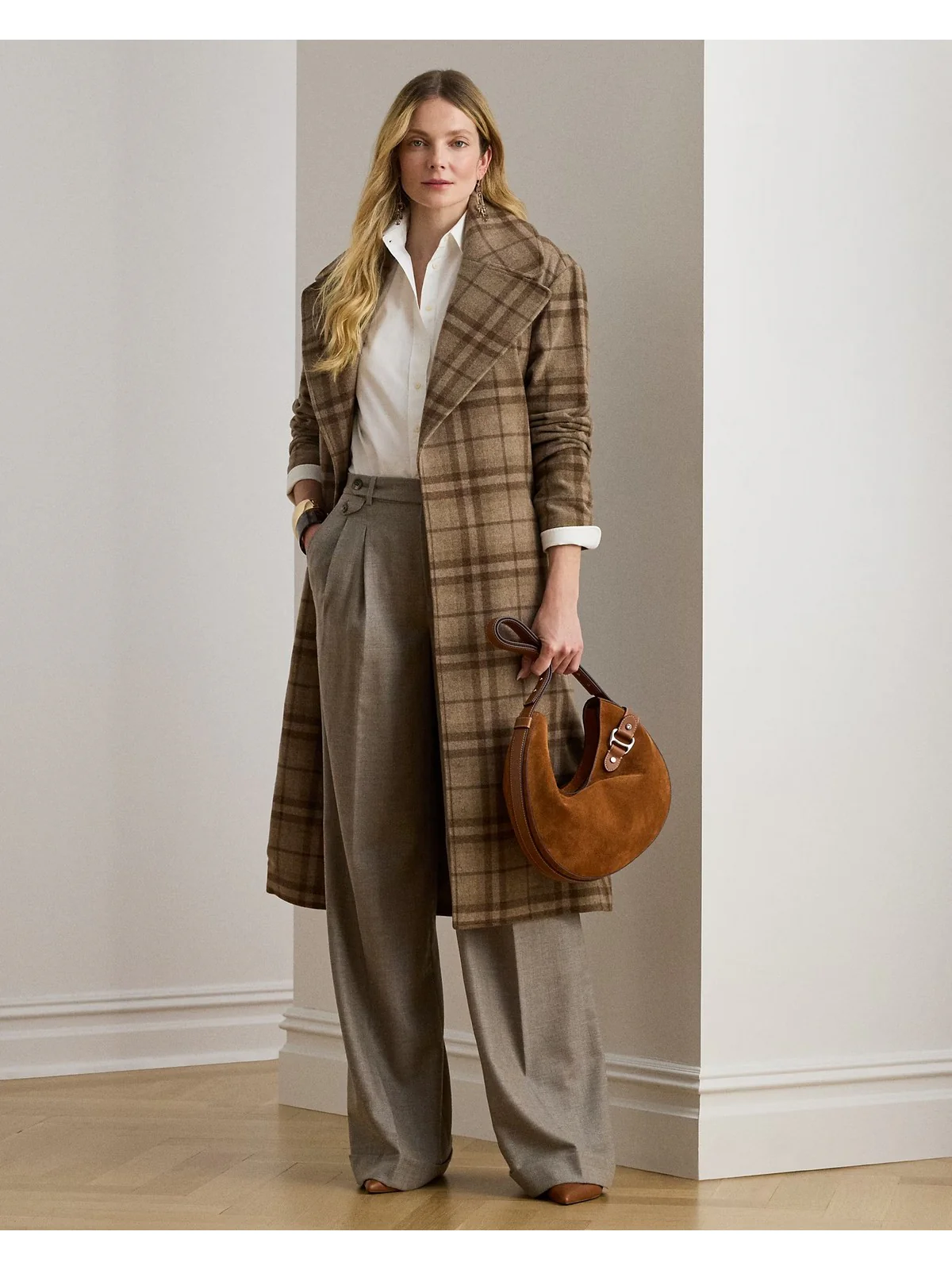 LAUREN RALPH LAUREN Pantalone Donna WILVA-FULL LENGTH-PLEATED 200979826 001 TAUPE/GREY MULTI - Image 5