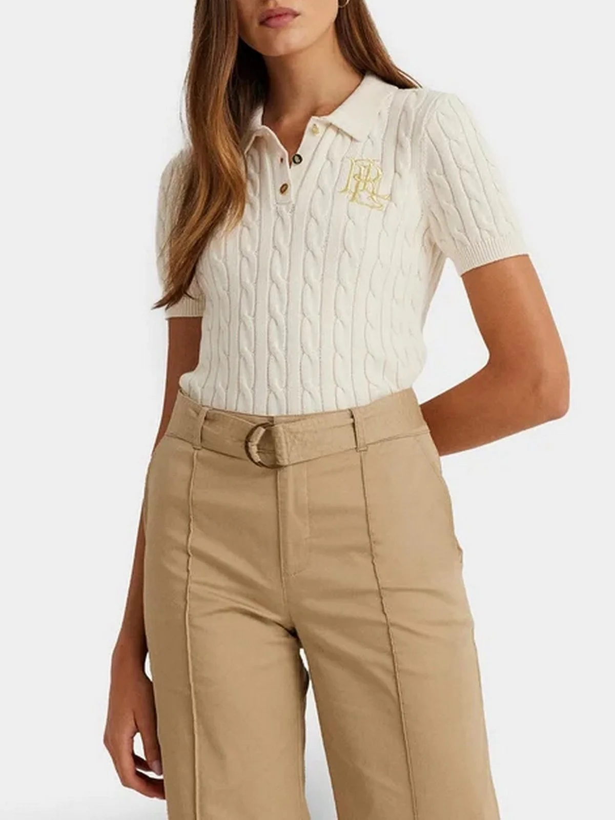 LAUREN RALPH LAUREN Polo Donna NATRISSA-SHORT SLEEVE-PULLOVER 200932224 001 MASCARPONE CREAM - Image 3