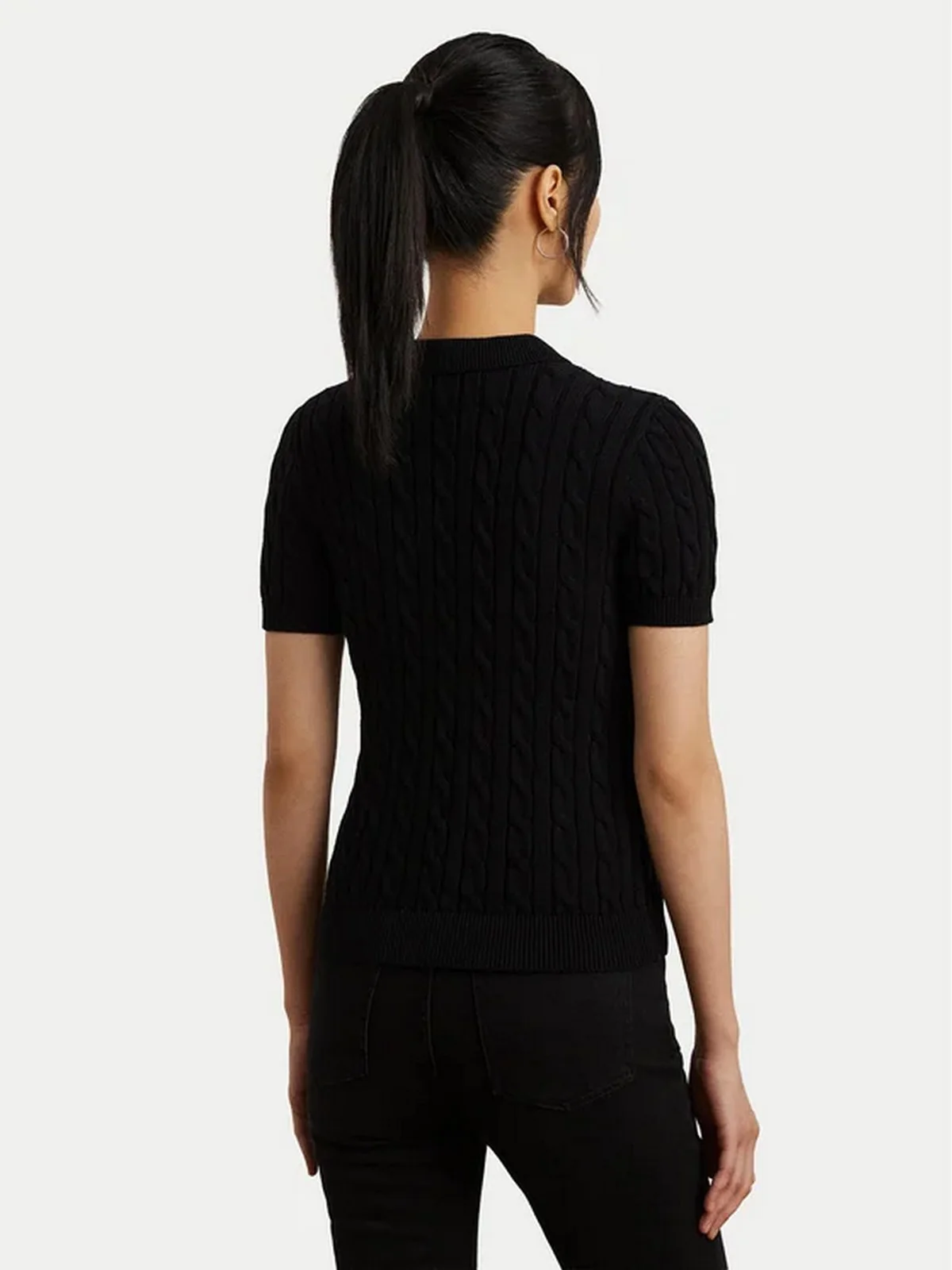 LAUREN RALPH LAUREN Polo Donna NATRISSA-SHORT SLEEVE-PULLOVER 200932224 003 BLACK - Image 3