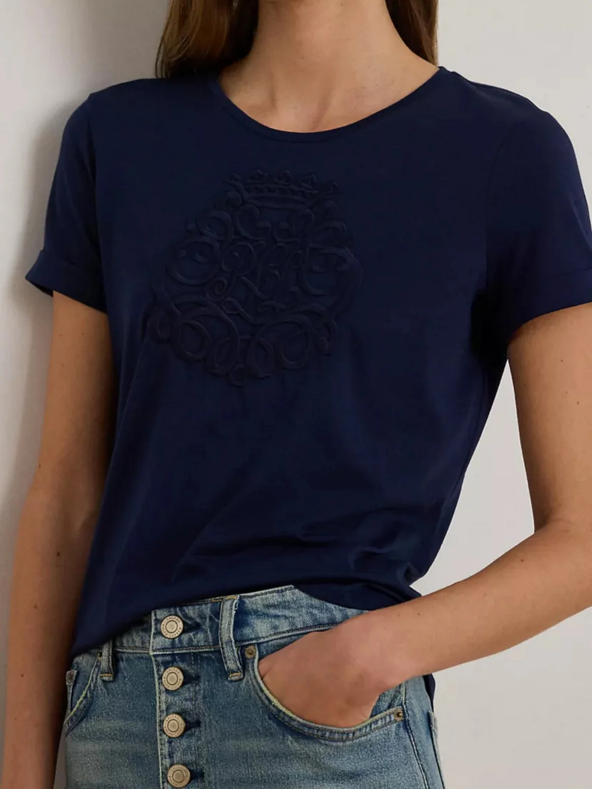 LAUREN RALPH LAUREN T-shirt Donna HAILLY-SHORT SLEEVE-T-SHIRT 200P03753 002 REFINED NAVY - Image 2