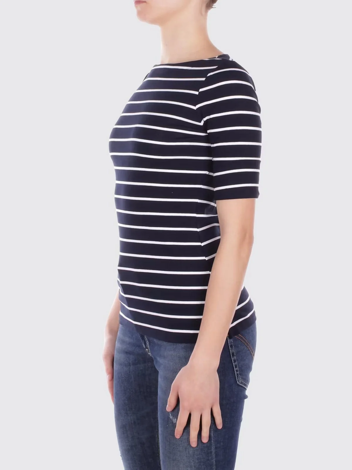 LAUREN RALPH LAUREN T-shirt Donna JUDY-ELBOW SLEEVE-KNIT 200701085 002 LAUREN NAVY/WHITE - Image 3