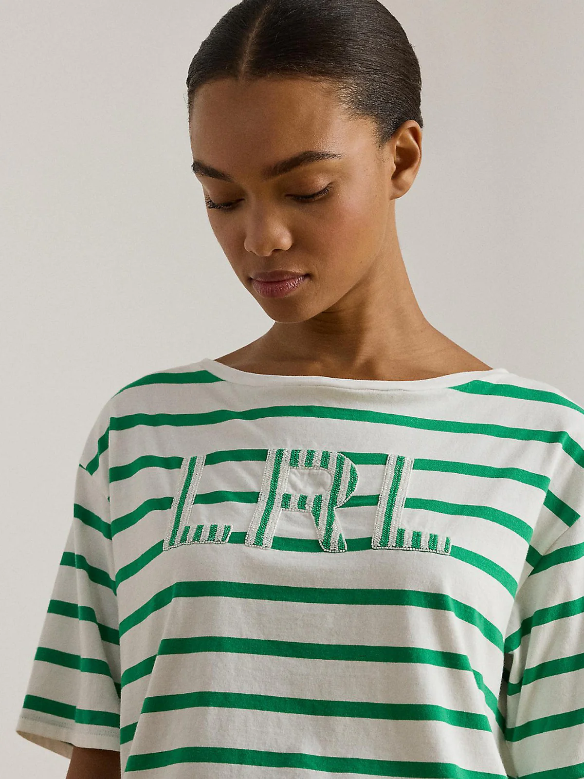 LAUREN RALPH LAUREN T-shirt Donna VAUDEN-SHORT SLEEVE-T-SHIRT 200P03752 001 WHITE/STEM - Image 3