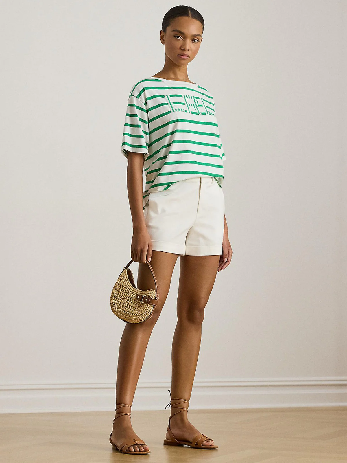 LAUREN RALPH LAUREN T-shirt Donna VAUDEN-SHORT SLEEVE-T-SHIRT 200P03752 001 WHITE/STEM - Image 5
