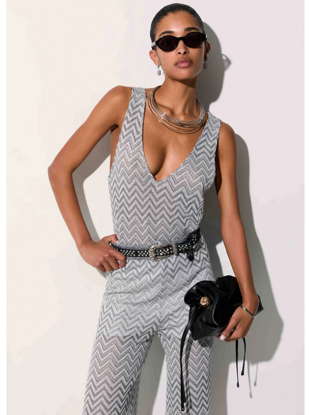 LIU JO BEACHWEAR Canotta Donna  VA6175J3878 C3887 Nero/silver lux - Image 4