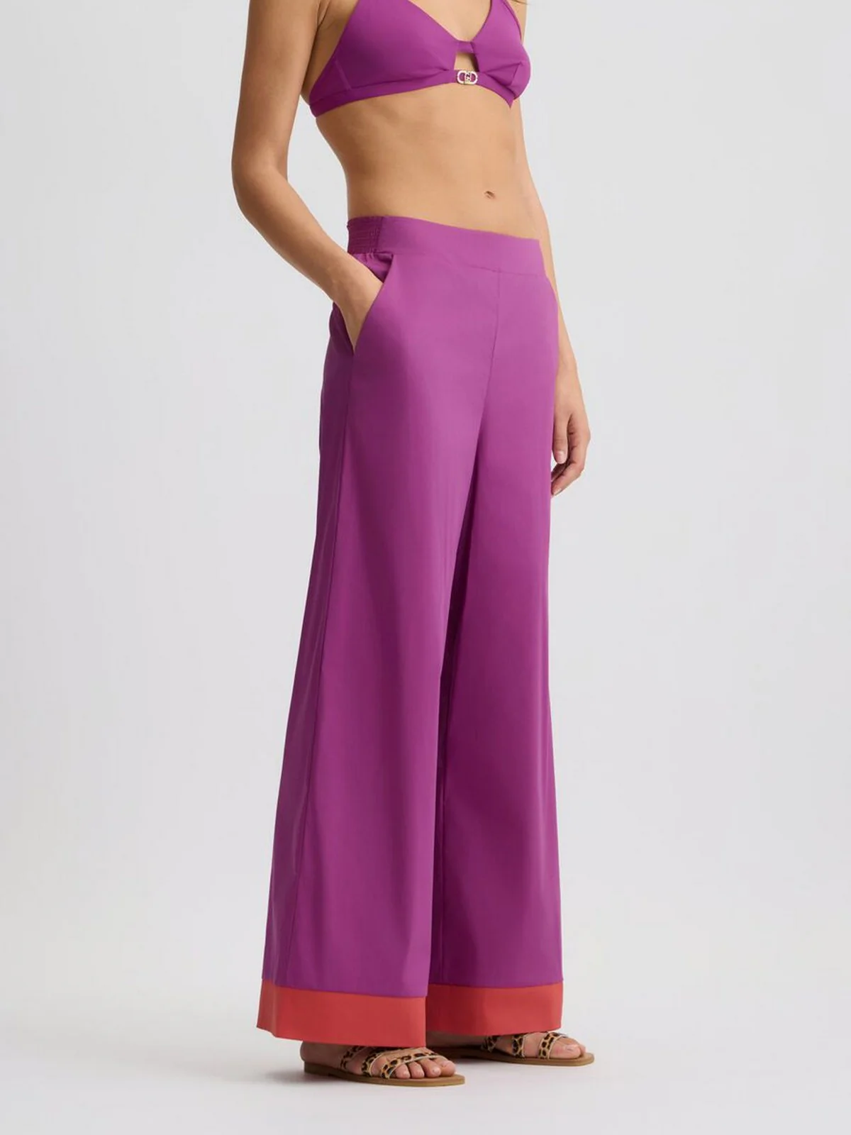 LIU JO BEACHWEAR Pantalone Donna  VA5065TS330 C3649 Hollyhock/rosso argi - Image 5