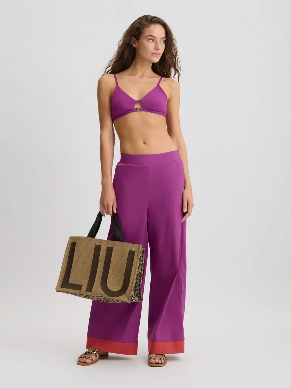 LIU JO BEACHWEAR Pantalone Donna  VA5065TS330 C3649 Hollyhock/rosso argi - Image 7