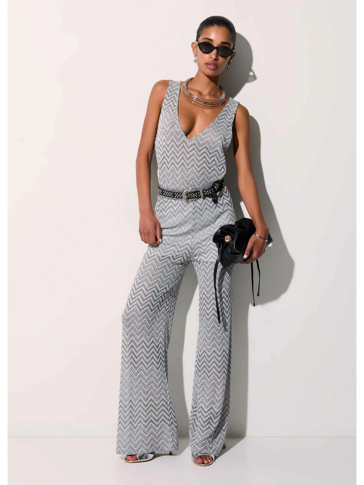 LIU JO BEACHWEAR Pantalone Donna  VA6176J3878 C3887 Nero/silver lux - Image 4