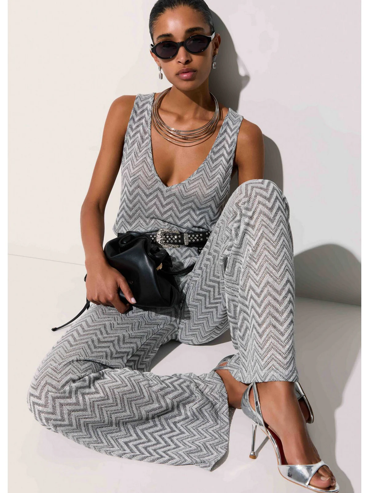 LIU JO BEACHWEAR Pantalone Donna  VA6176J3878 C3887 Nero/silver lux - Image 5