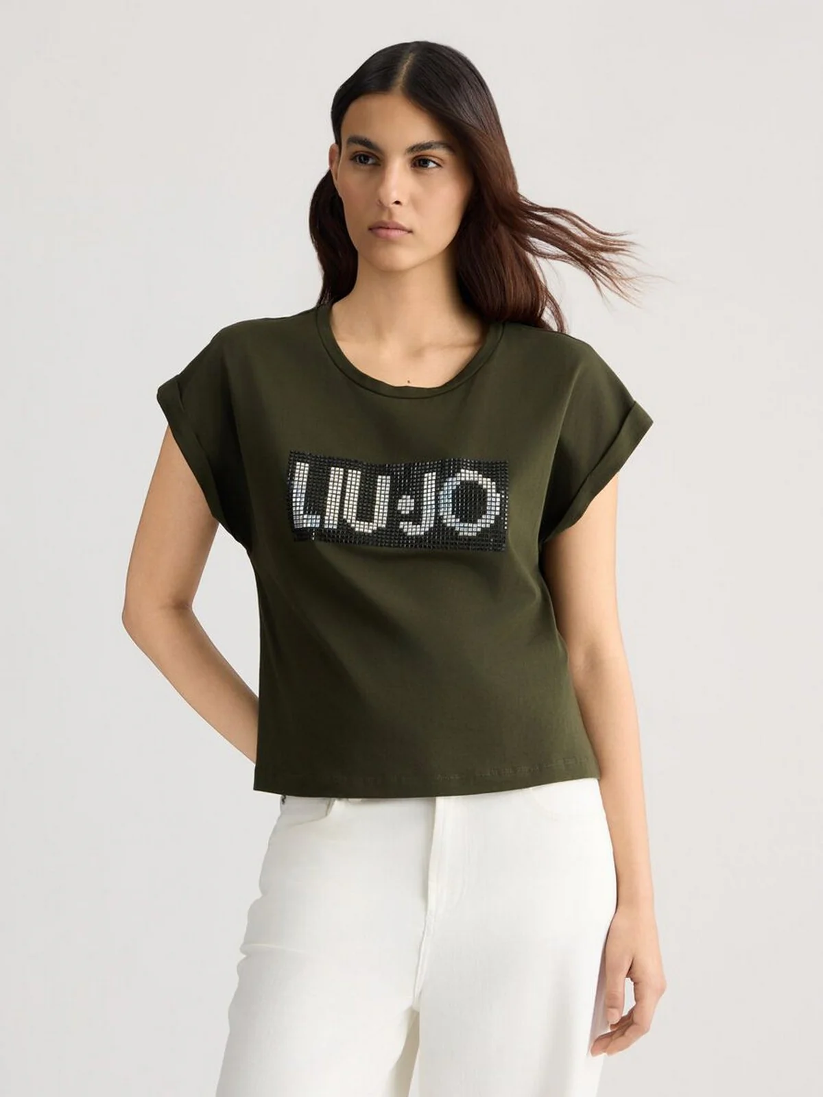 LIU JO BEACHWEAR T-shirt Donna  VA5151JS923 M9340 Lichene/strass bicol - Image 2