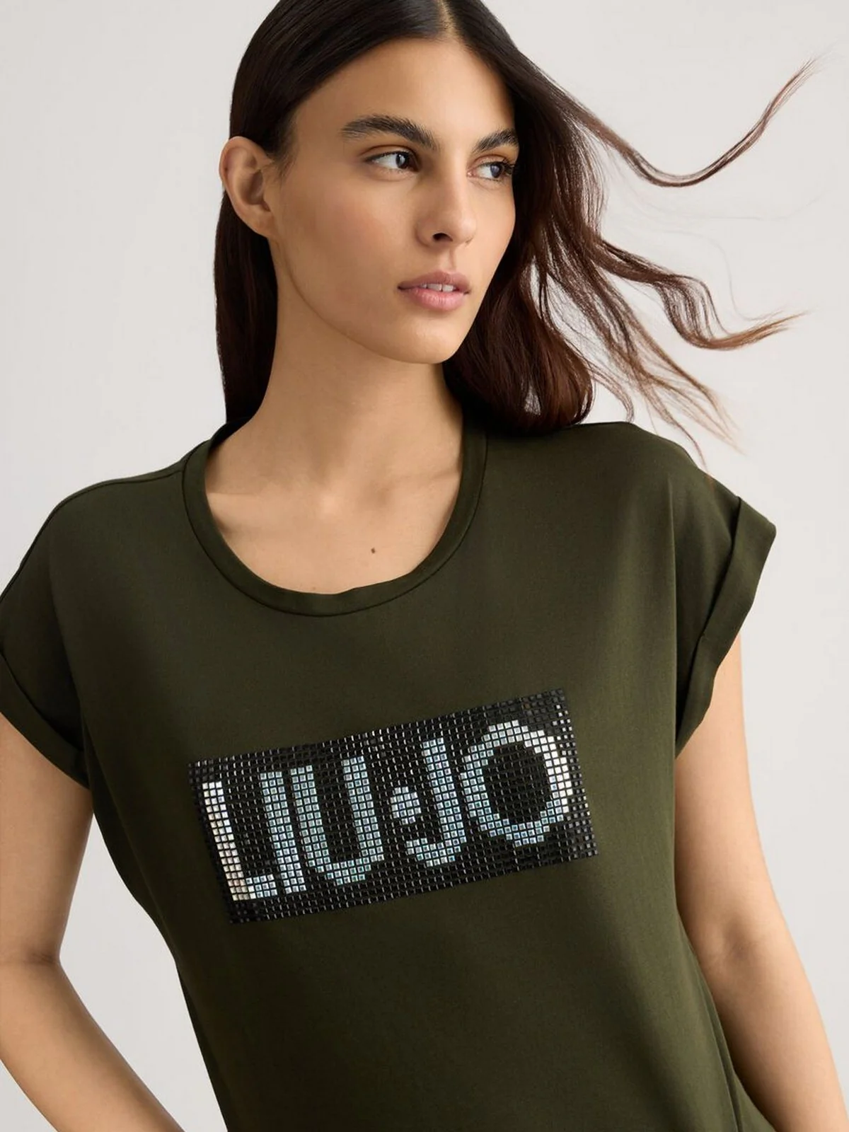 LIU JO BEACHWEAR T-shirt Donna  VA5151JS923 M9340 Lichene/strass bicol - Image 4