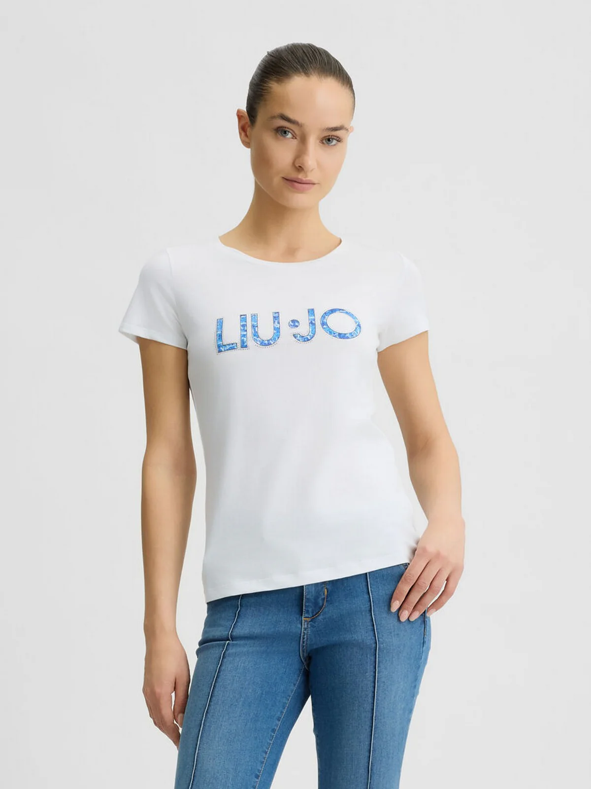 LIU JO BEACHWEAR T-shirt Donna  VA5154JS003 09P55 Bianco/jeans - Image 2