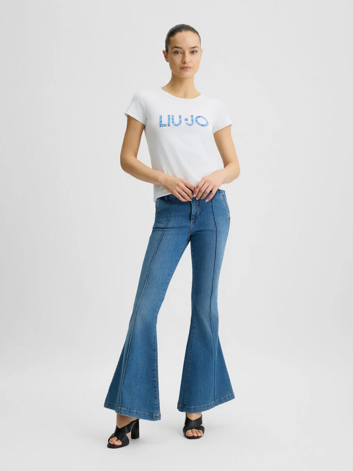 LIU JO BEACHWEAR T-shirt Donna  VA5154JS003 09P55 Bianco/jeans - Image 5