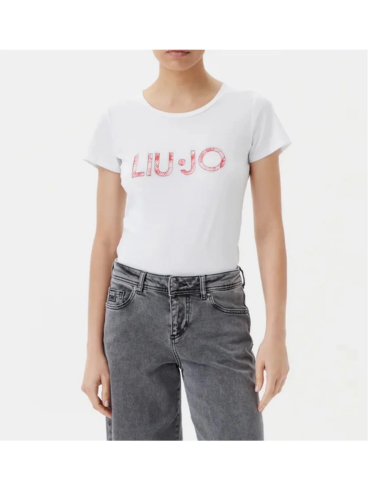 LIU JO BEACHWEAR T-shirt Donna  VA5154JS003 M9326 Bianco/pink palm - Image 2