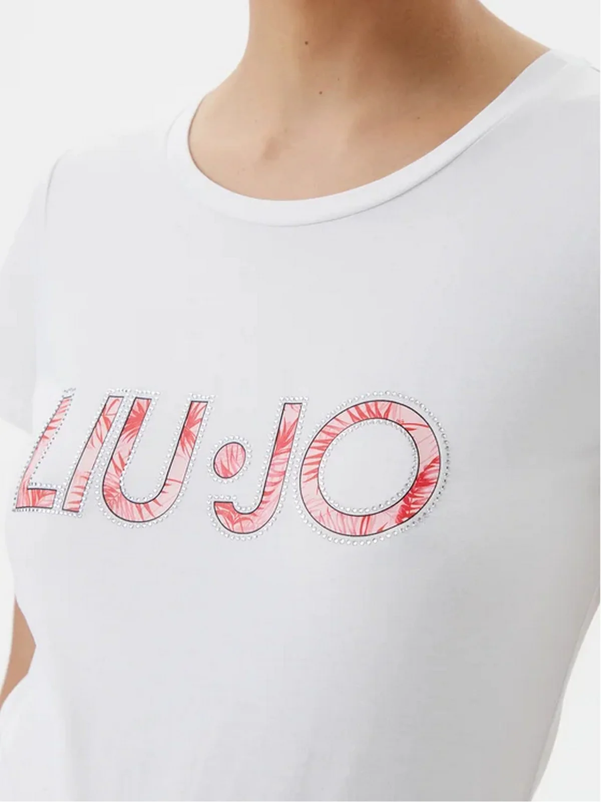 LIU JO BEACHWEAR T-shirt Donna  VA5154JS003 M9326 Bianco/pink palm - Image 3