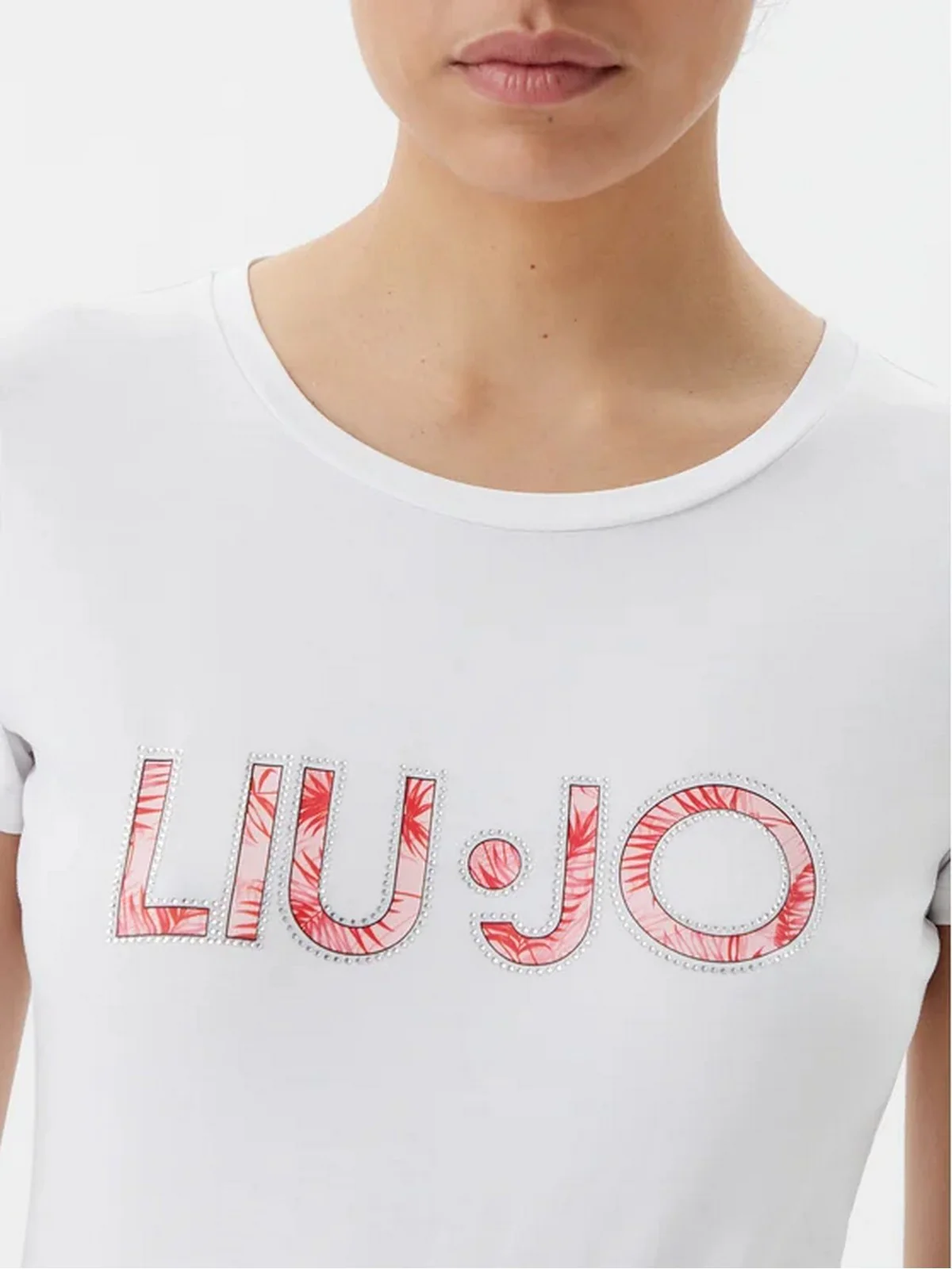 LIU JO BEACHWEAR T-shirt Donna  VA5154JS003 M9326 Bianco/pink palm - Image 5