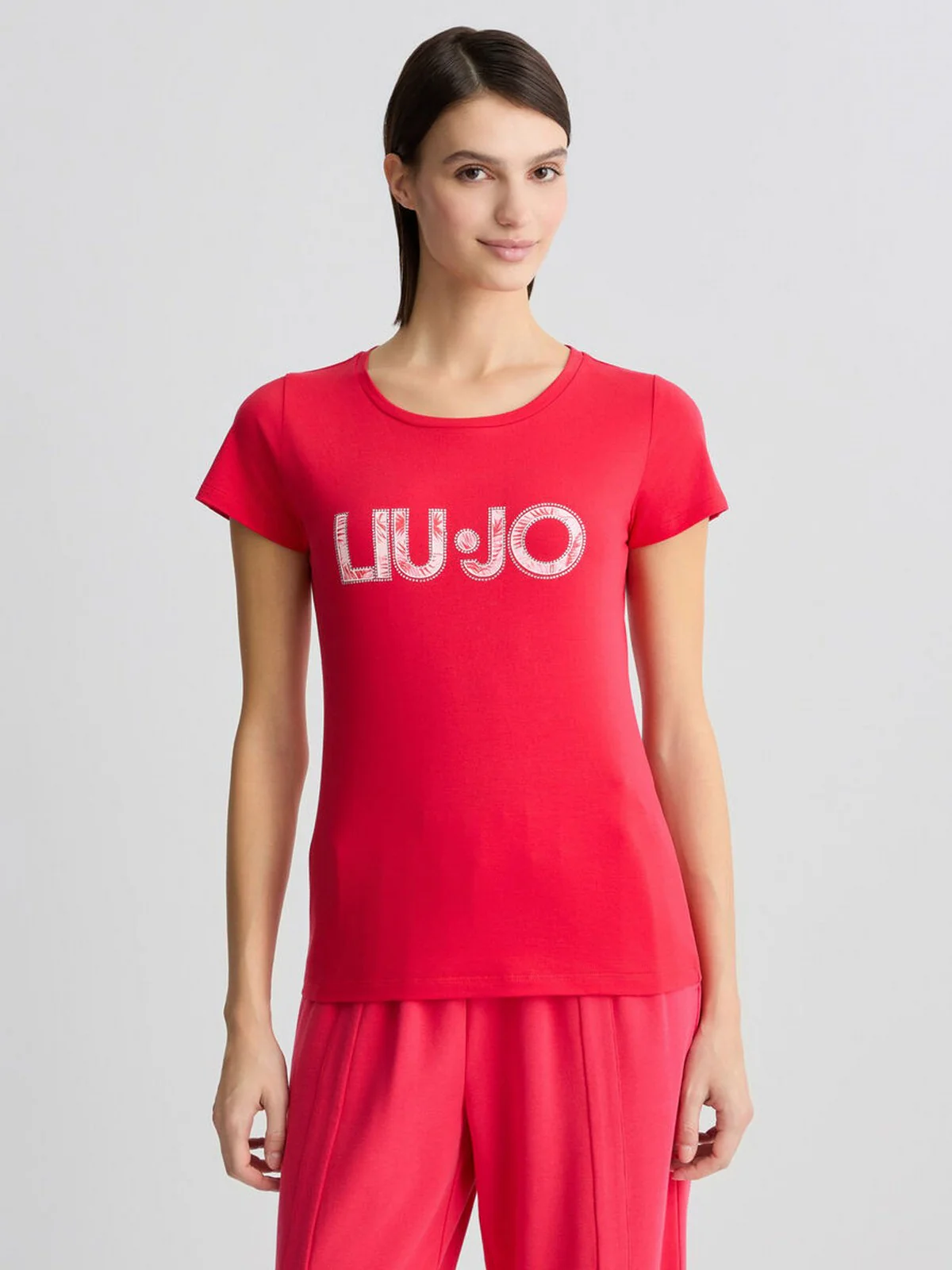 LIU JO BEACHWEAR T-shirt Donna  VA5154JS003 M9328 Allarme/pink palm - Image 2