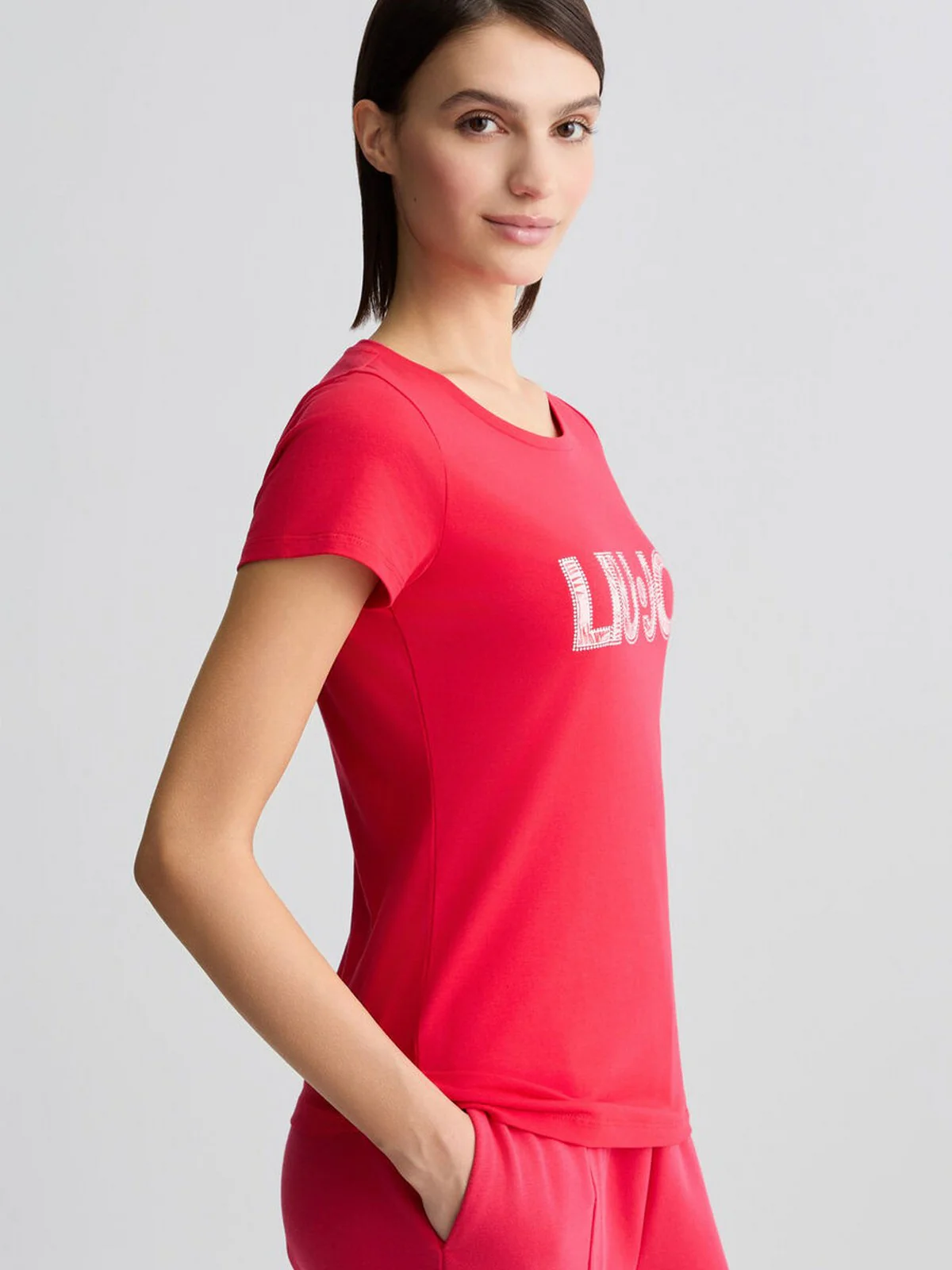 LIU JO BEACHWEAR T-shirt Donna  VA5154JS003 M9328 Allarme/pink palm - Image 5