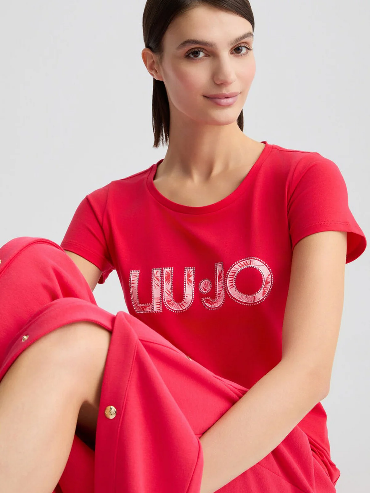 LIU JO BEACHWEAR T-shirt Donna  VA5154JS003 M9328 Allarme/pink palm - Image 6
