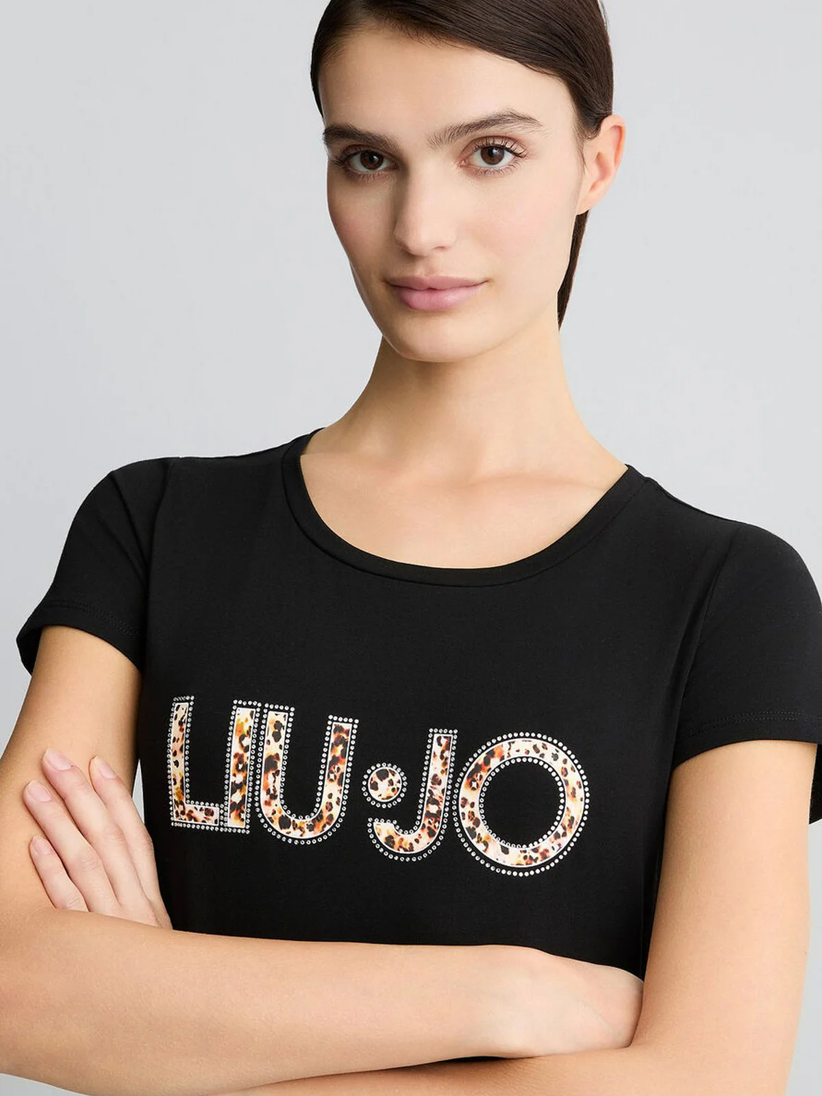 LIU JO BEACHWEAR T-shirt Donna  VA5154JS003 M9330 Nero/anim.rouge - Image 4