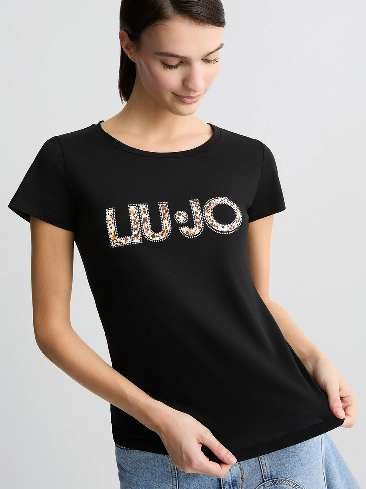 LIU JO BEACHWEAR T-shirt Donna  VA5154JS003 M9330 Nero/anim.rouge - Image 6