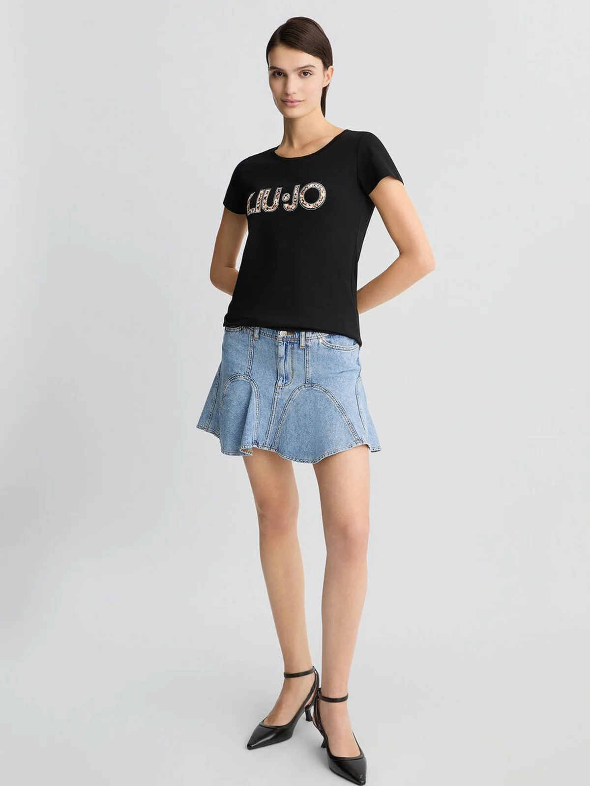 LIU JO BEACHWEAR T-shirt Donna  VA5154JS003 M9330 Nero/anim.rouge - Image 7