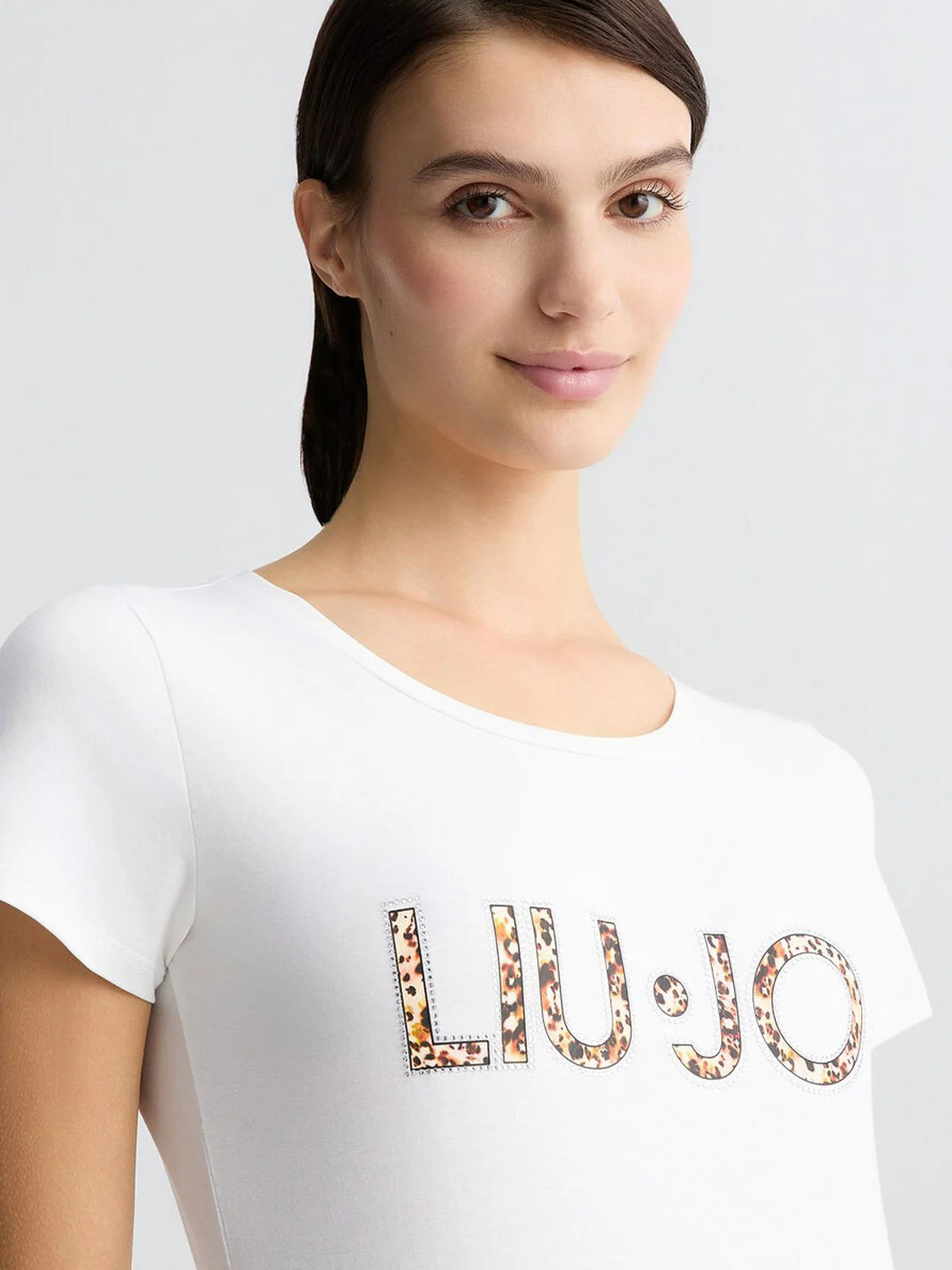 LIU JO BEACHWEAR T-shirt Donna  VA5154JS003 M9664 Bianco/animal rouge - Image 4