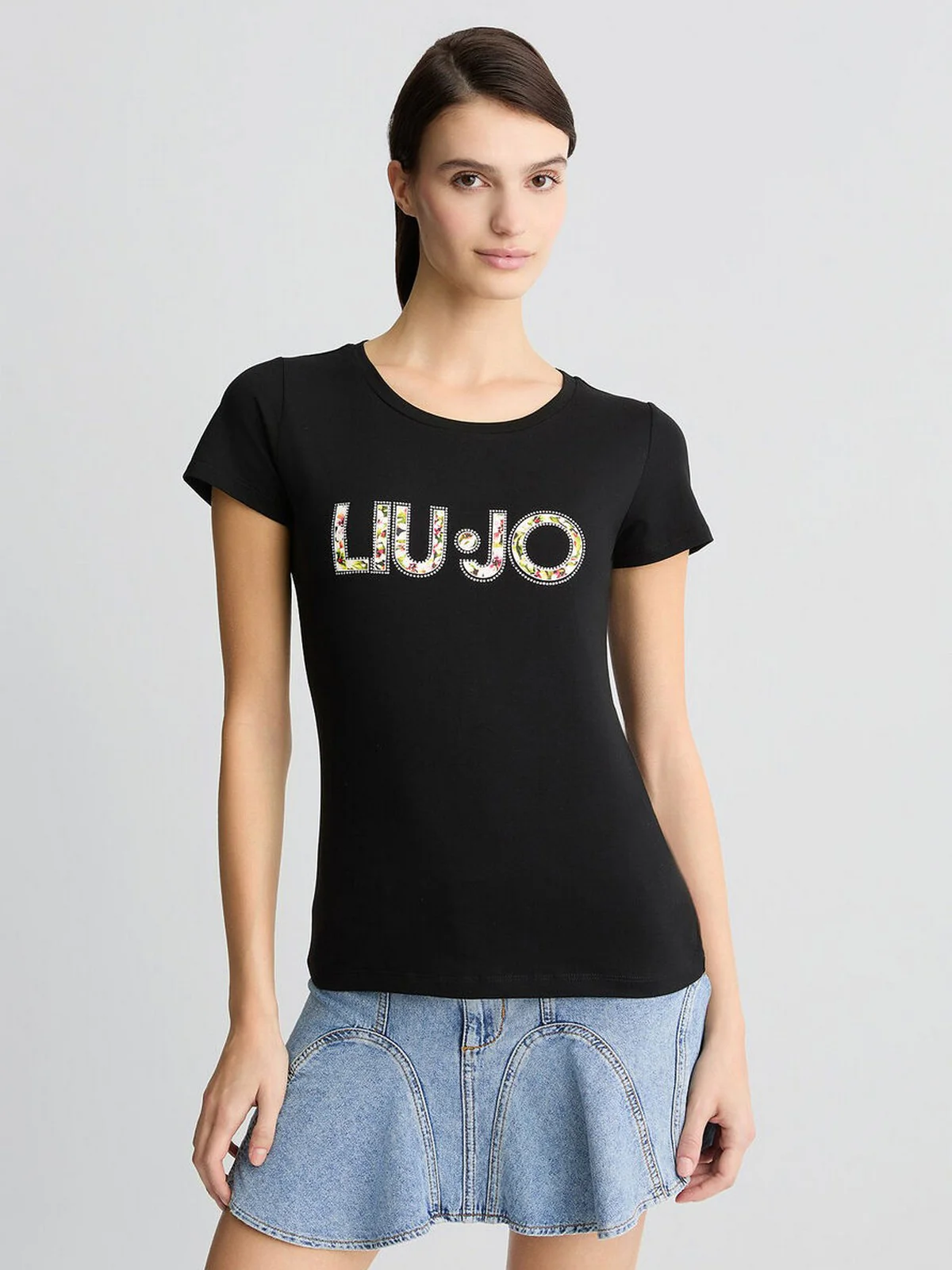 LIU JO BEACHWEAR T-shirt Donna  VA5154JS003 W9449 NERO/FLOWERS - Image 2
