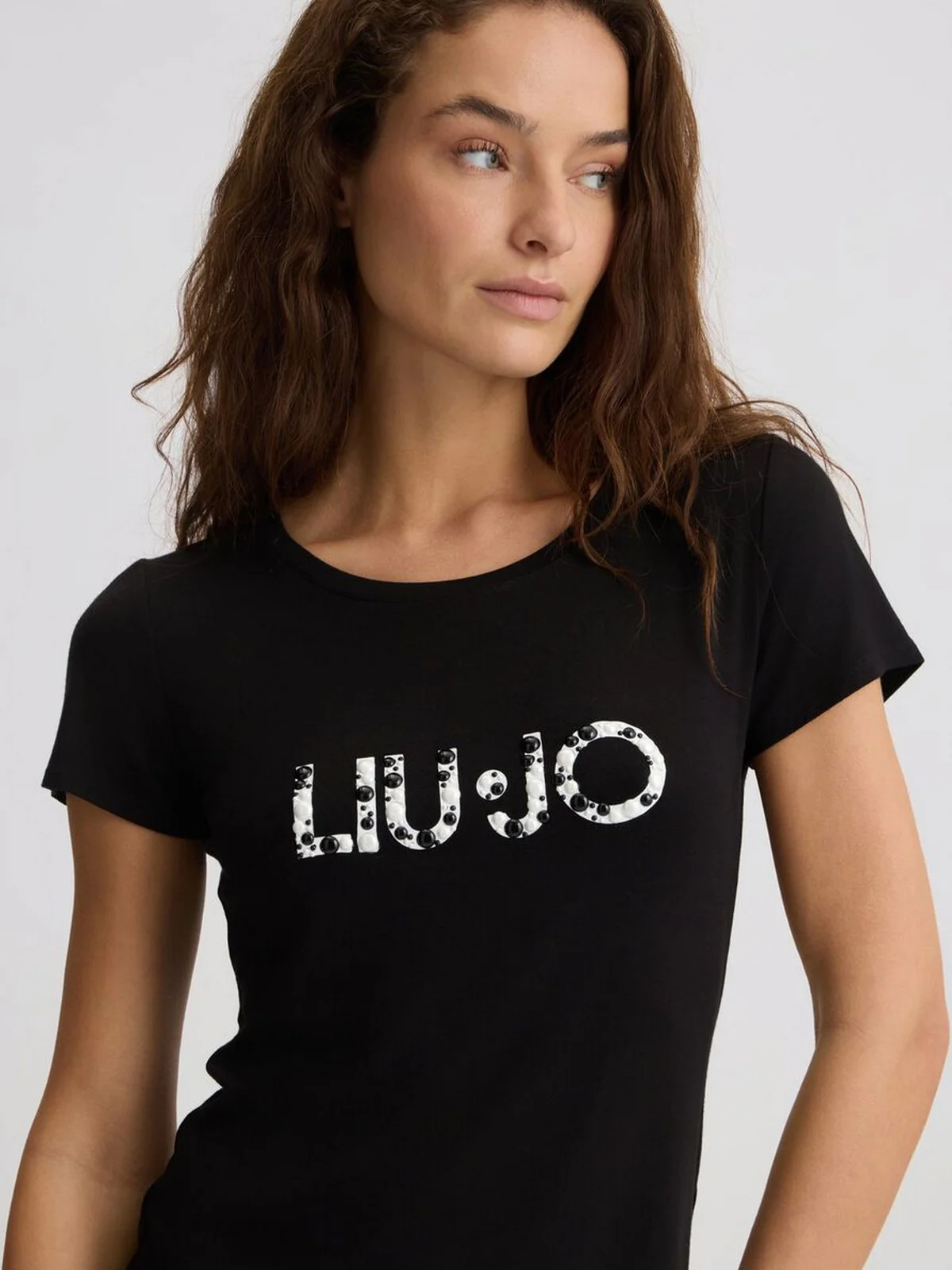 LIU JO BEACHWEAR T-shirt Donna  VA5156JS360 M9203 Nero/pearl - Image 4