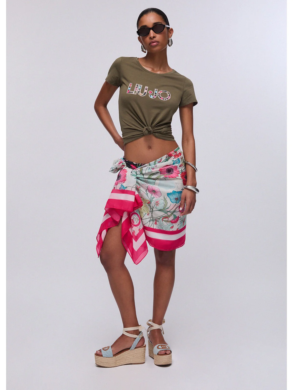 LIU JO BEACHWEAR T-shirt Donna  VA6169JS003 P9761 Sea turtle/flower - Image 2