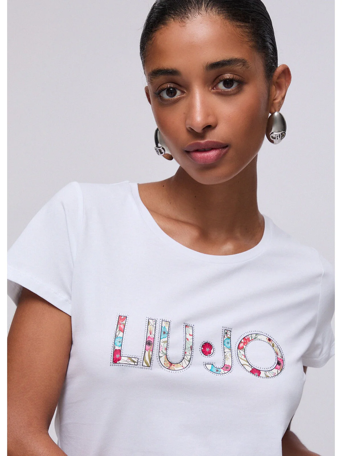 LIU JO BEACHWEAR T-shirt Donna  VA6169JS003 Q9136 Bianco/flowers - Image 3